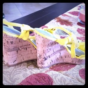 3/$12 Charlotte Russe yellow wedge heels